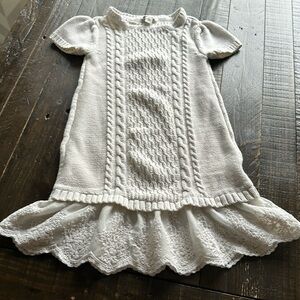 Children’s place size 5/6 knitted lace scalloped dress short sleeve white